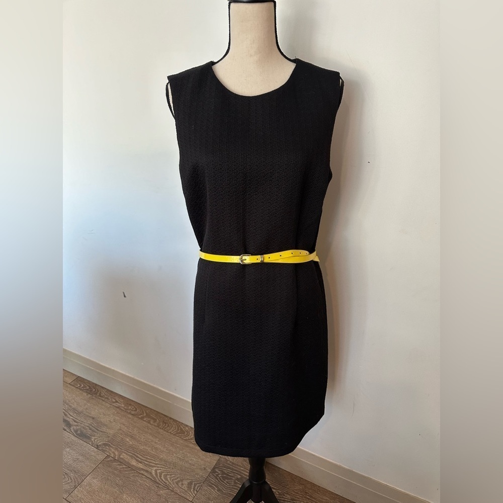 Alfred Sung Size 14 Black Shift Dress Sleeveless Classic Work Office Tweed